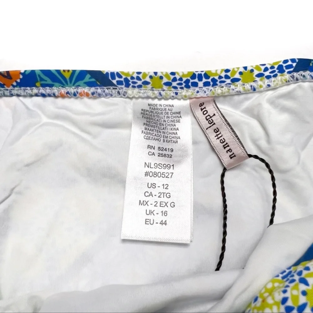 Nanette Lepore Patchwork Siren Printed Bikini Swim Bottoms Blue Size 12